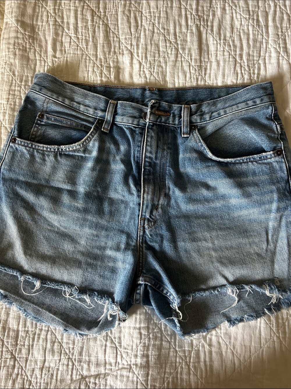 Levi's Distressed Light Blue Denim Cutoff Shorts